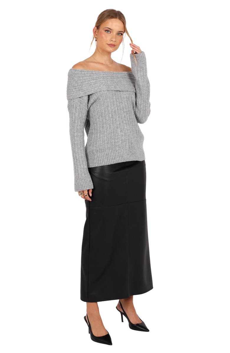 Petal & Pup Kenny Off the Shoulder Rib Sweater, Alternate, color, Light/Pastel Grey