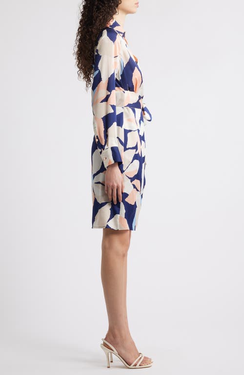 Tahari Asl Faux Wrap Mini Dress In Navy Multi