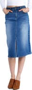 Wash Lab Denim Courtney Front Slit Denim Midi Skirt