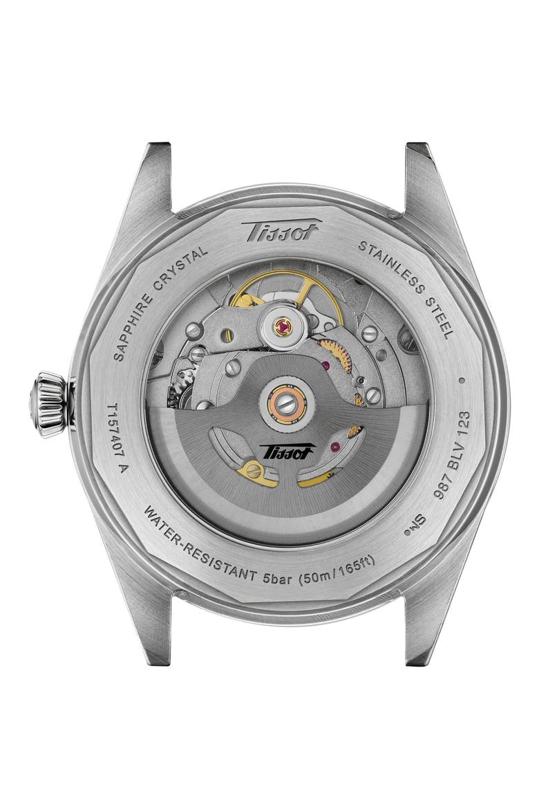 Visodate Leather Strap Watch, 39mm, Alternate, color, SILVER