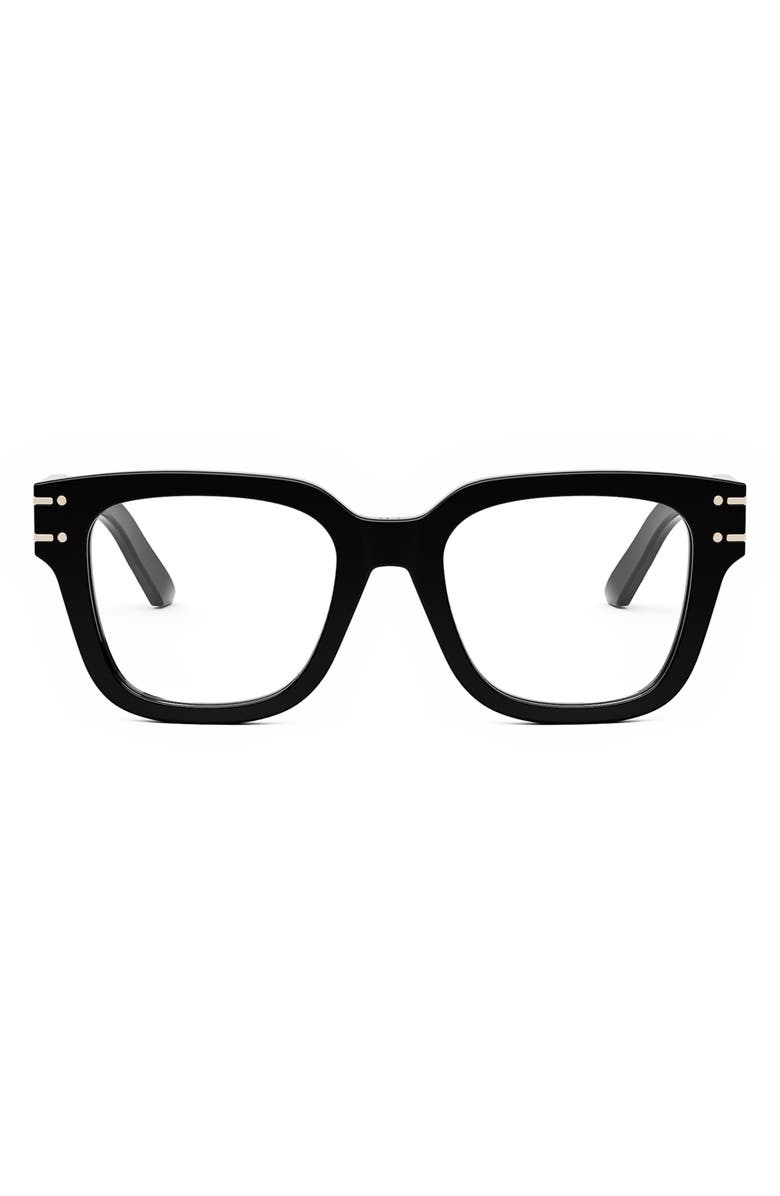 DIOR 'DiorSignatureO S1I 52mm Blue Light Blocking Glasses, Main, color, Shiny Black