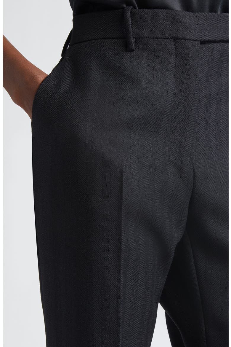 Sharp Herringbone Tailored Straight Leg Virgin Wool Trousers, Alternate, color, LB999 BLACK