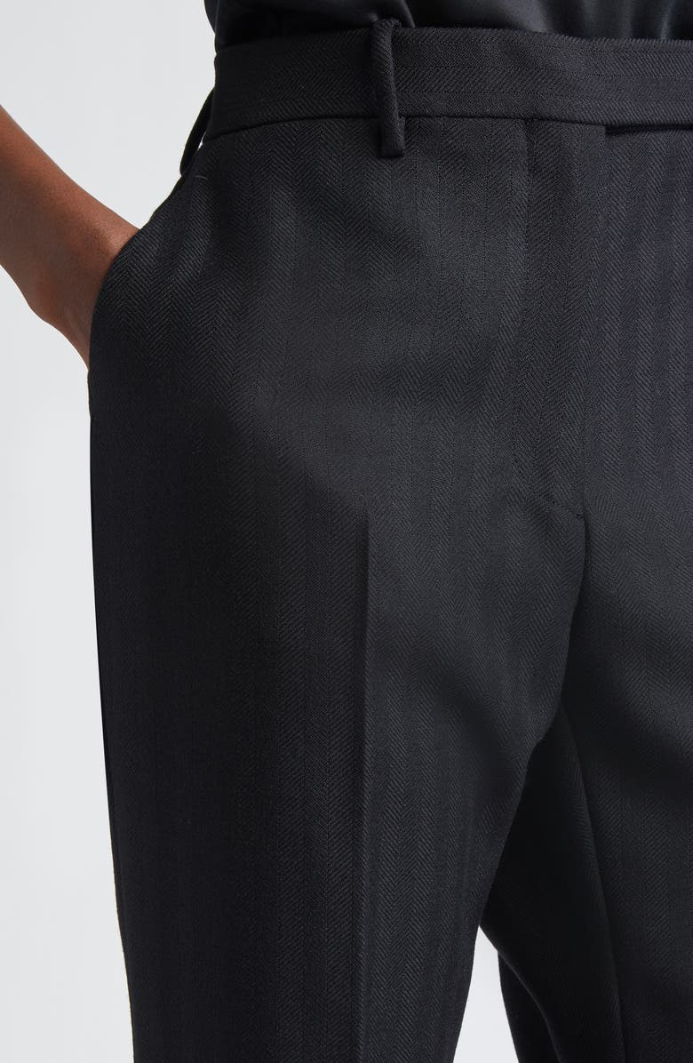 TOM FORD Sharp Herringbone Tailored Straight Leg Virgin Wool Trousers, Alternate, color, Lb999 Black