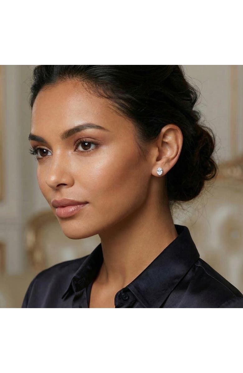 Bliss Diamond 2 Ct Lab Grown Oval Diamond Studs 14k Gold Earrings, Alternate, color, 14K White Gold