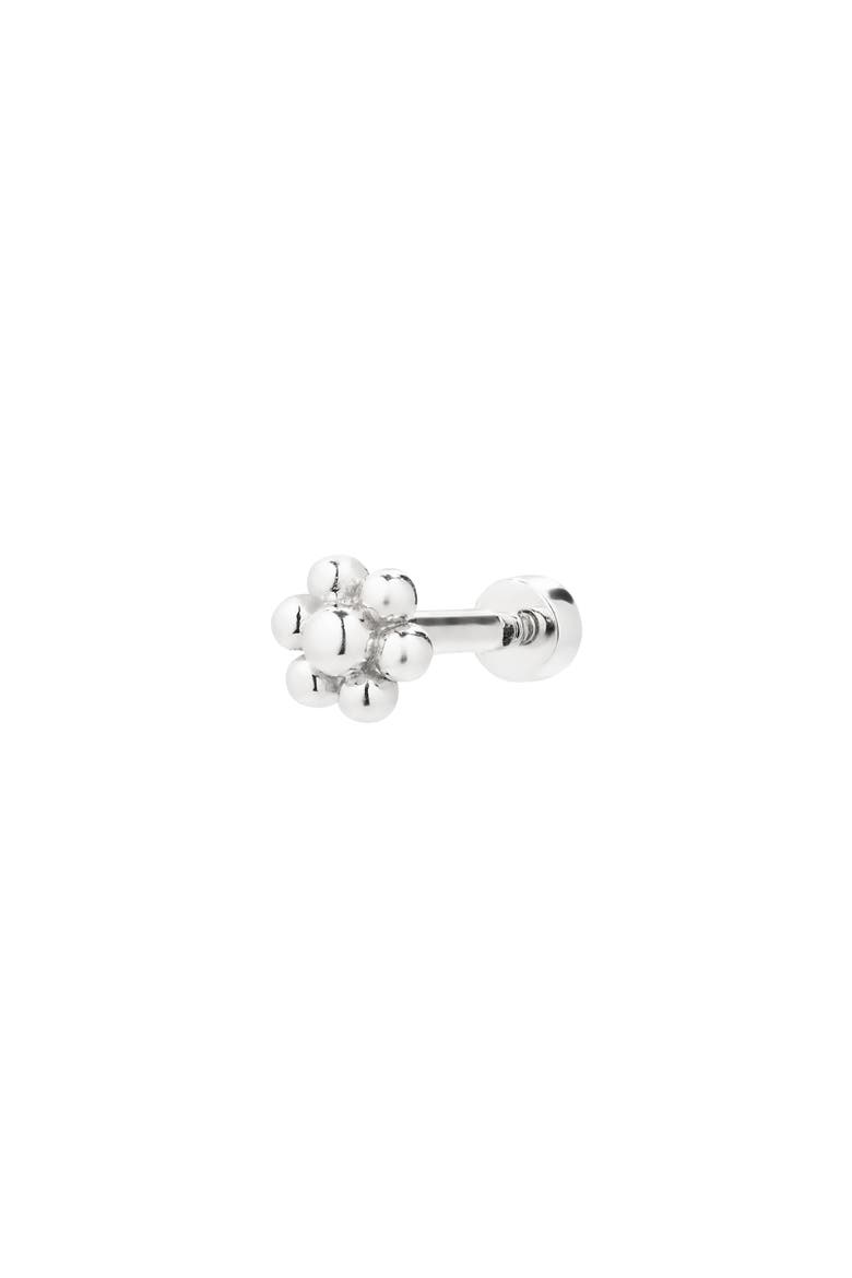 Scalloped Black Diamond Stud Earring, Alternate, color, WHITE GOLD