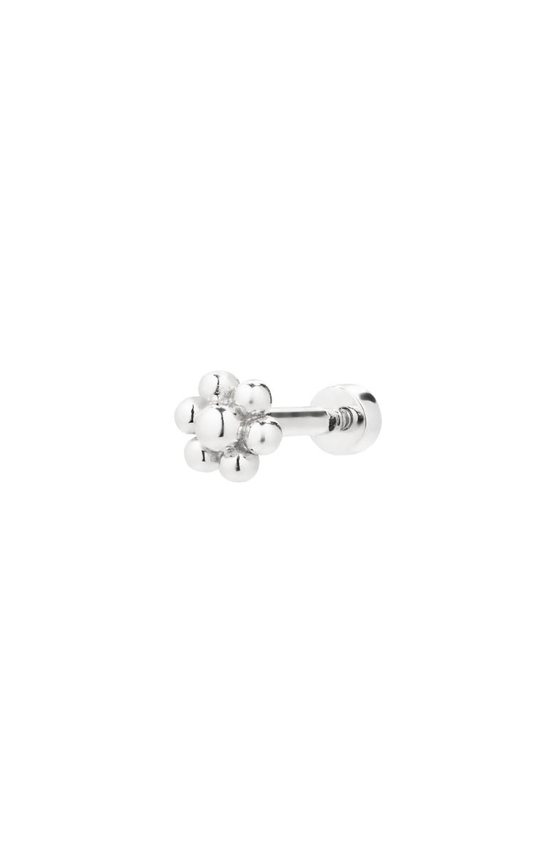MARIA TASH Scalloped Black Diamond Stud Earring, Alternate, color, White Gold