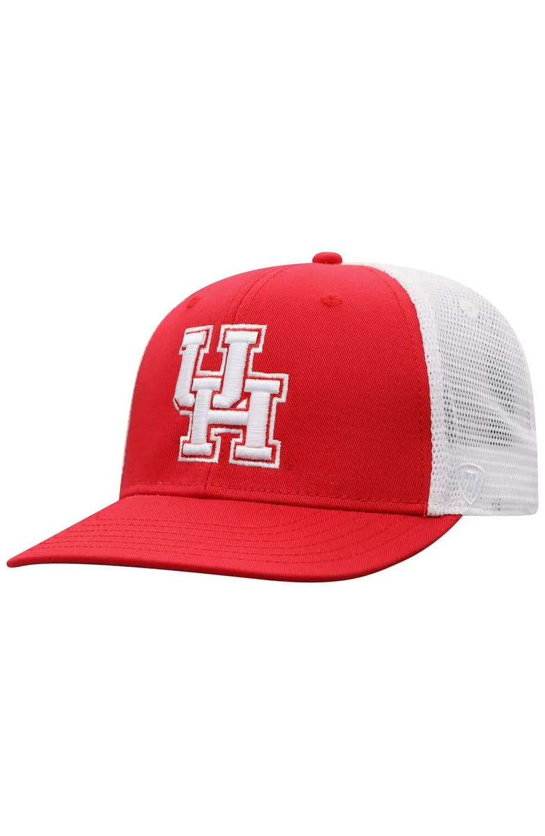 TOP OF THE WORLD Men's Top of the World Red/White Houston Cougars Victory Baseline Adjustable Trucker Hat, Main, color, Red