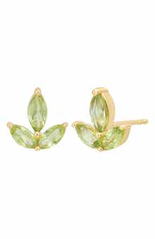 14K Yellow Gold Peridot Stud Earrings