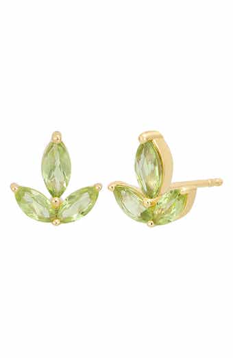 14K Yellow Gold Peridot Stud Earrings