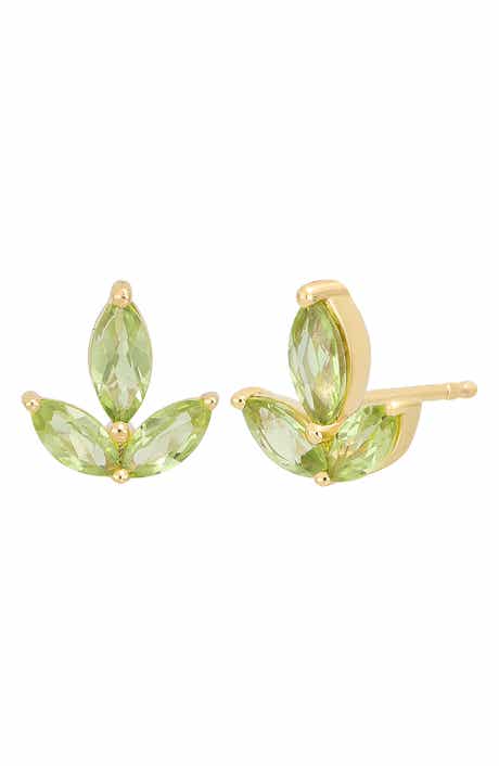 14K Yellow Gold Peridot Stud Earrings