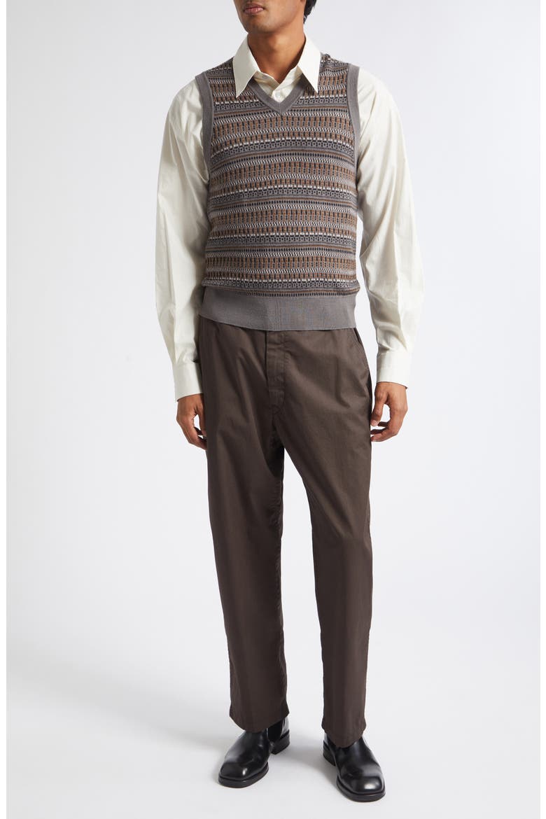 Jacquard Wool Blend Sweater Vest, Alternate, color, ALUMINIUM / OCHRE