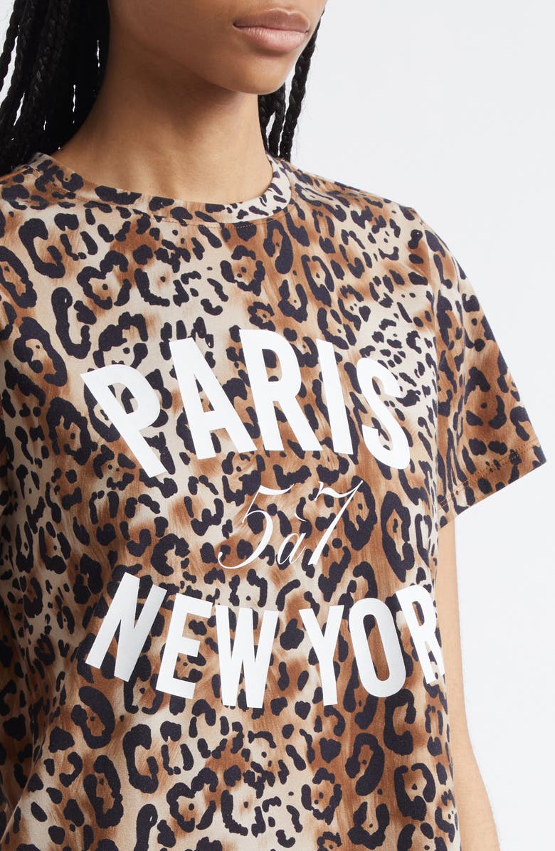 Cinq à Sept Leopard Paris NY Graphic T-Shirt, Alternate, color, Black/ Sahara