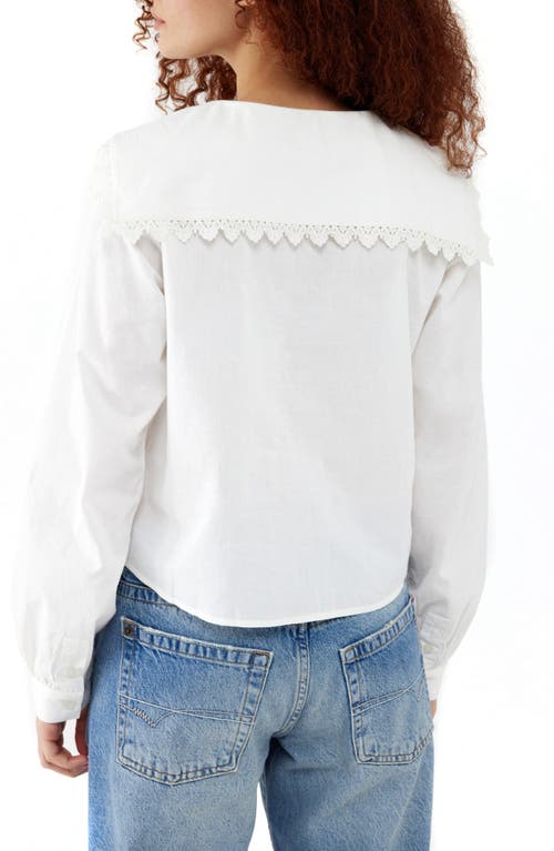 Shop Bdg Urban Outfitters Cotton Swallowtail Collar Button-up Shirt In White