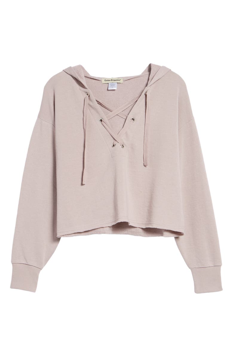 Cotton Emporium Lace-Up Hoodie, Alternate, color, 