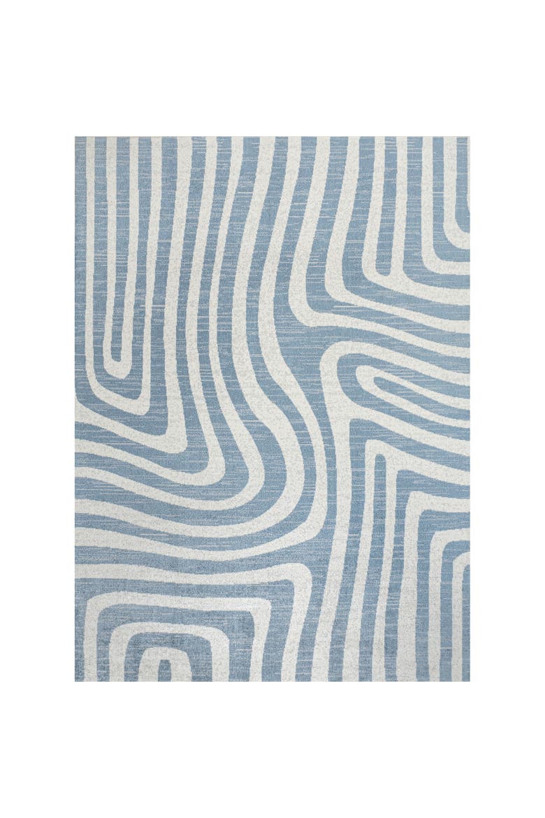 Maze Abstract Two-Tone Low-Pile Machine-Washable Area Rug, Alternate, color, Blue/Cream