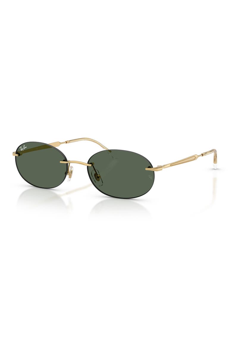 54mm Rimless Oval Sunglasses, Alternate, color, ARISTA / DARK GREEN