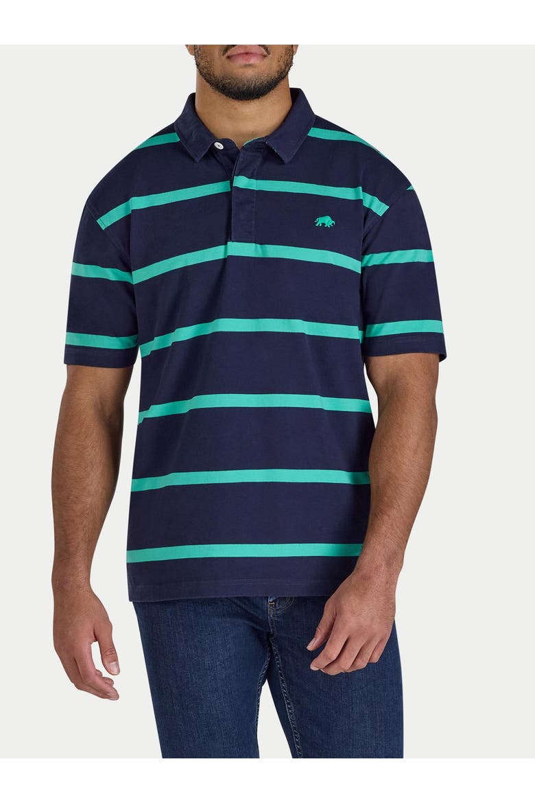 Thick Stripe Rugby Shirt, Alternate, color, Navy