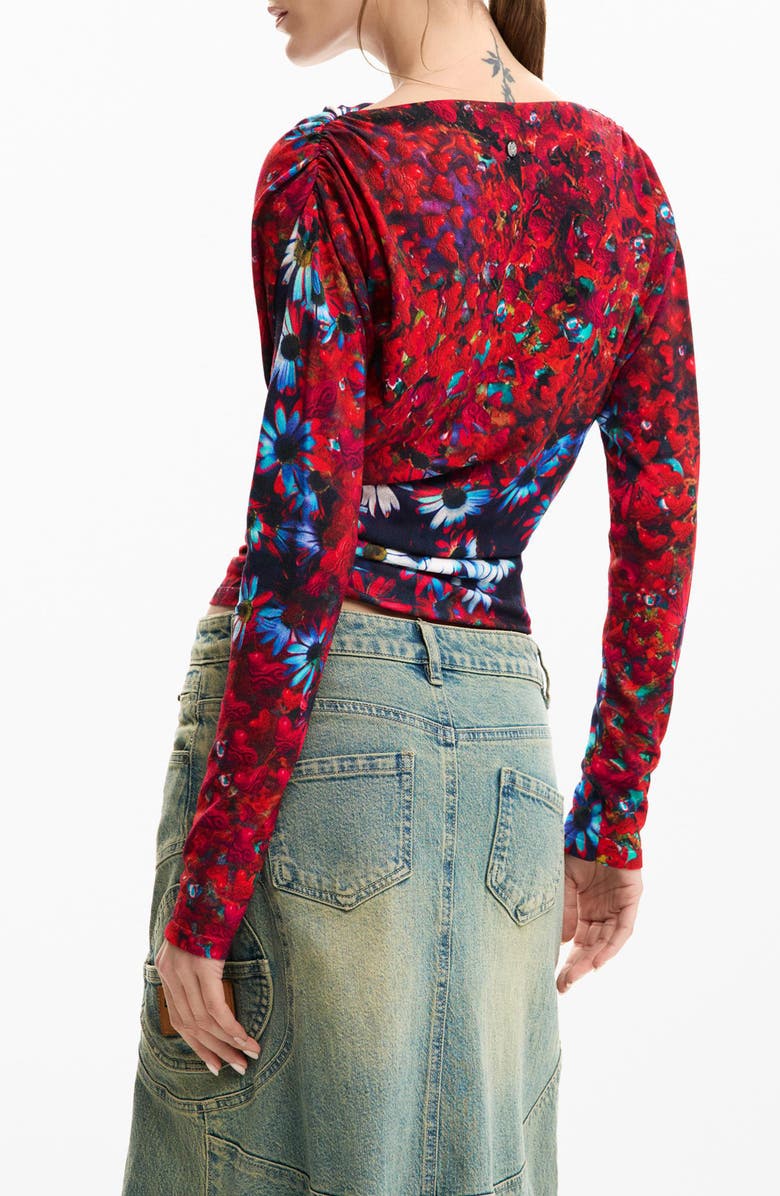 Desigual Print Ruched Top, Alternate, color, 