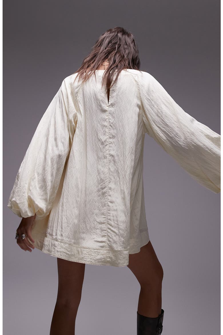 Tech Long Sleeve Trapeze Minidress, Alternate, color, IVORY