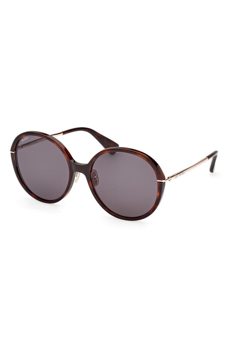Max Mara 58mm Round Sunglasses, Alternate, color, Dark Havana / Smoke