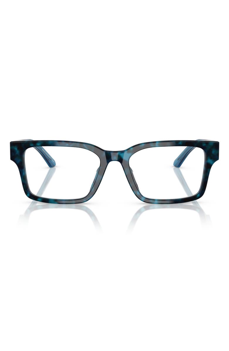 Emporio Armani 52mm Rectangle Optical Glasses, Main, color, Havana Blue / Demo Lens
