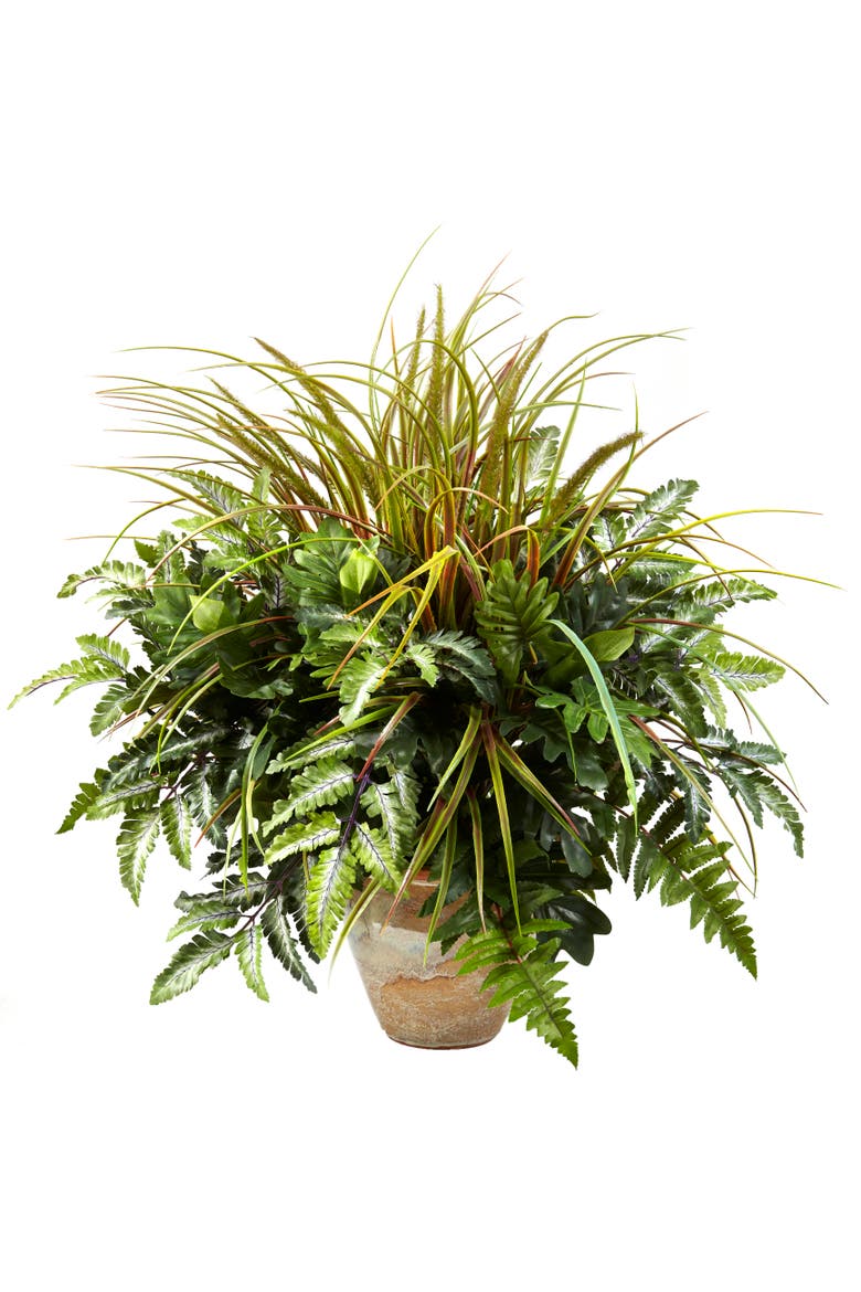 Mixed Greens & Grass with Ceramic Planter, Main, color, Green