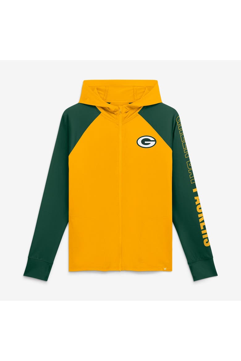 Women's Fanatics Yellow/Green Green Bay Packers Cornerback Blitz​ Raglan Full-Zip Hoodie, Main, color, Yellow