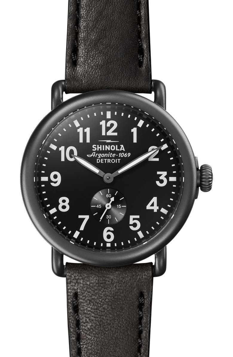 Shinola The Runwell Leather Strap Watch, 41mm, Main, color,