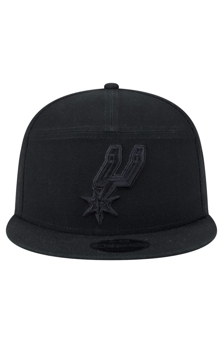 New Era Men's New Era Black San Antonio Spurs Adventure Canvas Split Panel 9FIFTY Snapback Hat, Alternate, color,
