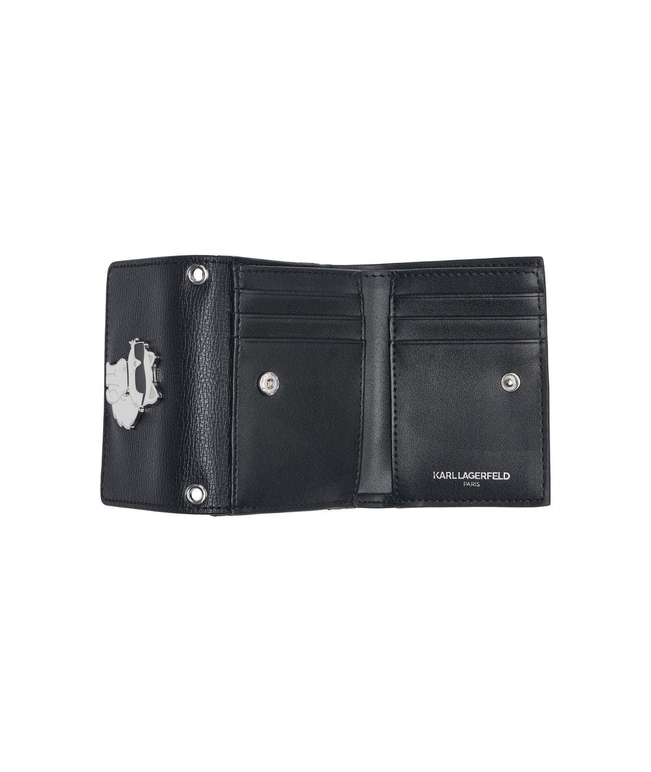 KARL LAGERFELD PARIS Wallet on a Chain, Alternate, color, White/Black 2