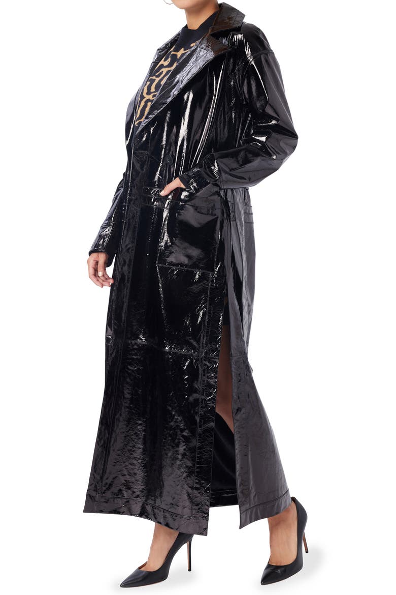Double Breasted Maxi Coat, Alternate, color, BLACK