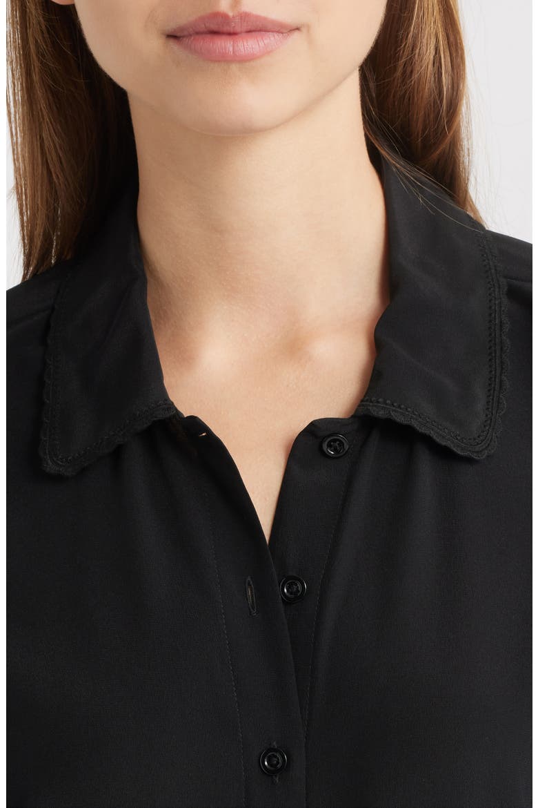 Prim Silk Button-Up Shirt, Alternate, color, BLACK