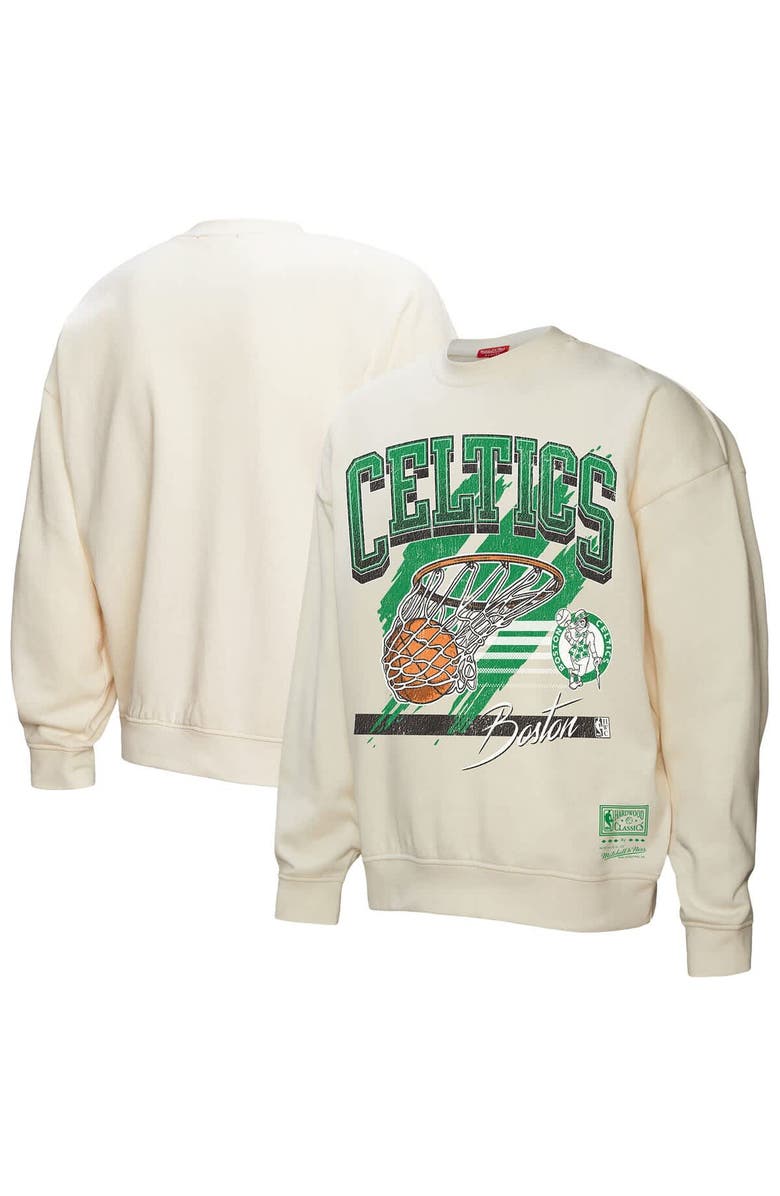 Mitchell & Ness Women's Mitchell & Ness Cream Boston Celtics Brush Bucket Pullover Sweatshirt, Main, color, 