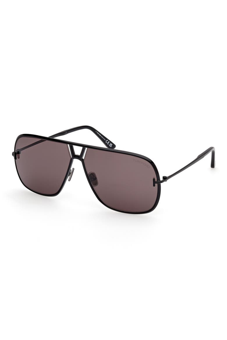 Stavros 63mm Oversize Navigator Sunglasses, Alternate, color, SHINY BLACK / SMOKE LENSES