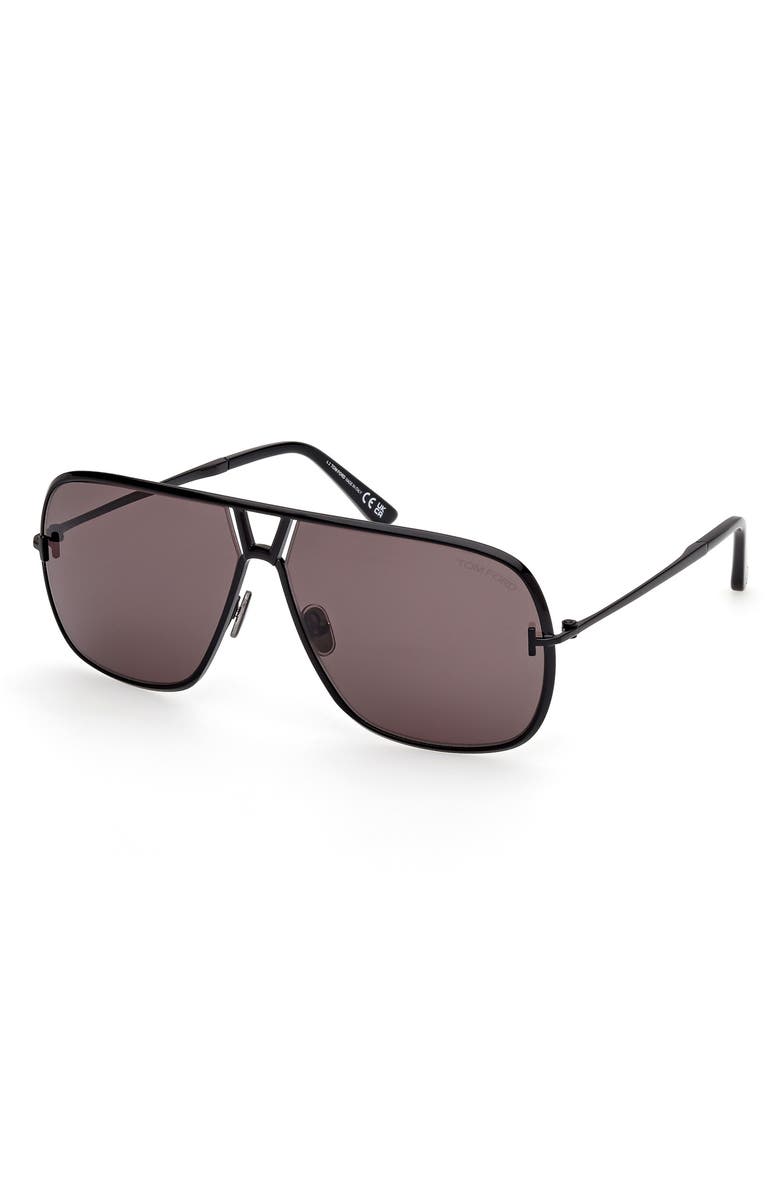 TOM FORD Stavros 63mm Oversize Navigator Sunglasses, Alternate, color, Shiny Black / Smoke Lenses