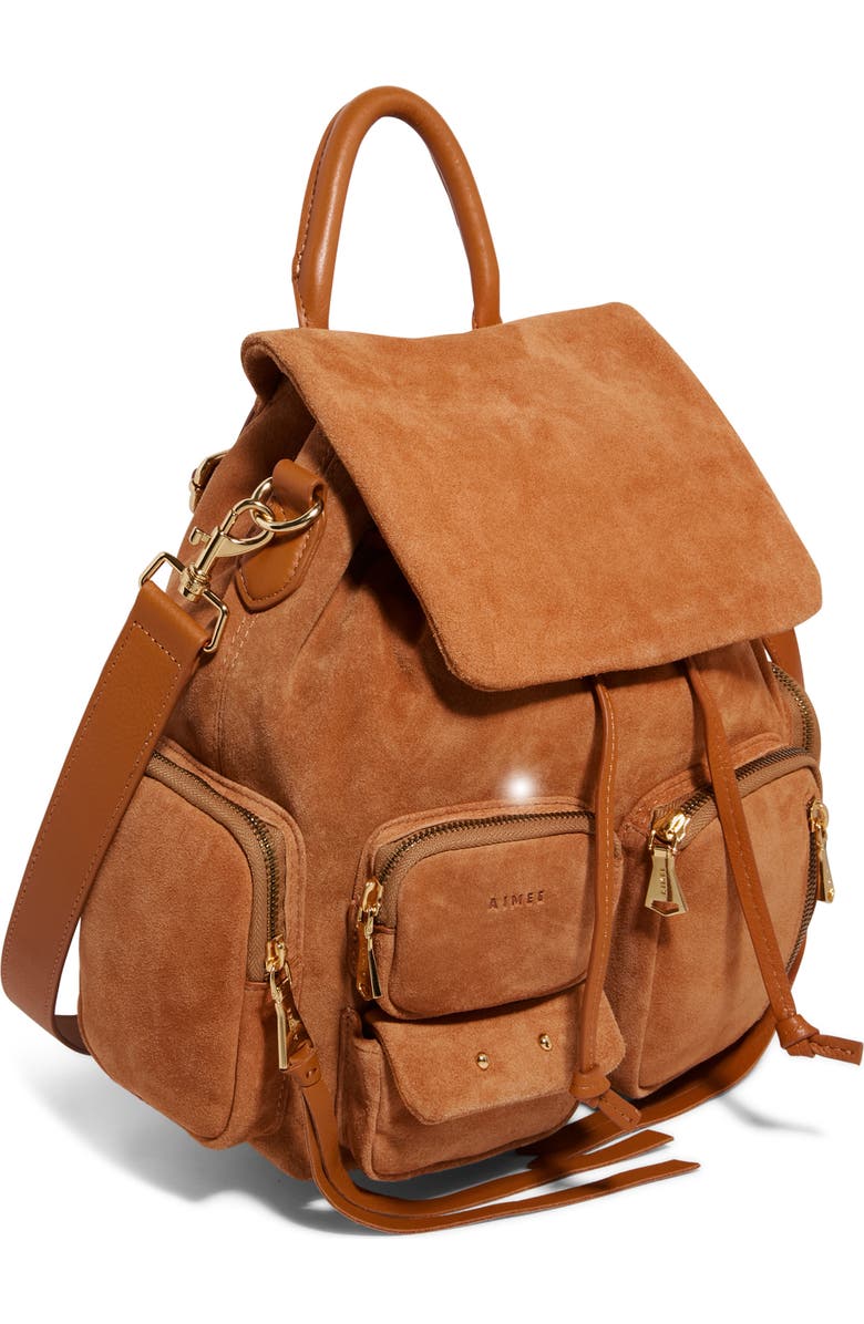 AIMEE Away We Go Backpack, Alternate, color, Rustic Caramel Suede