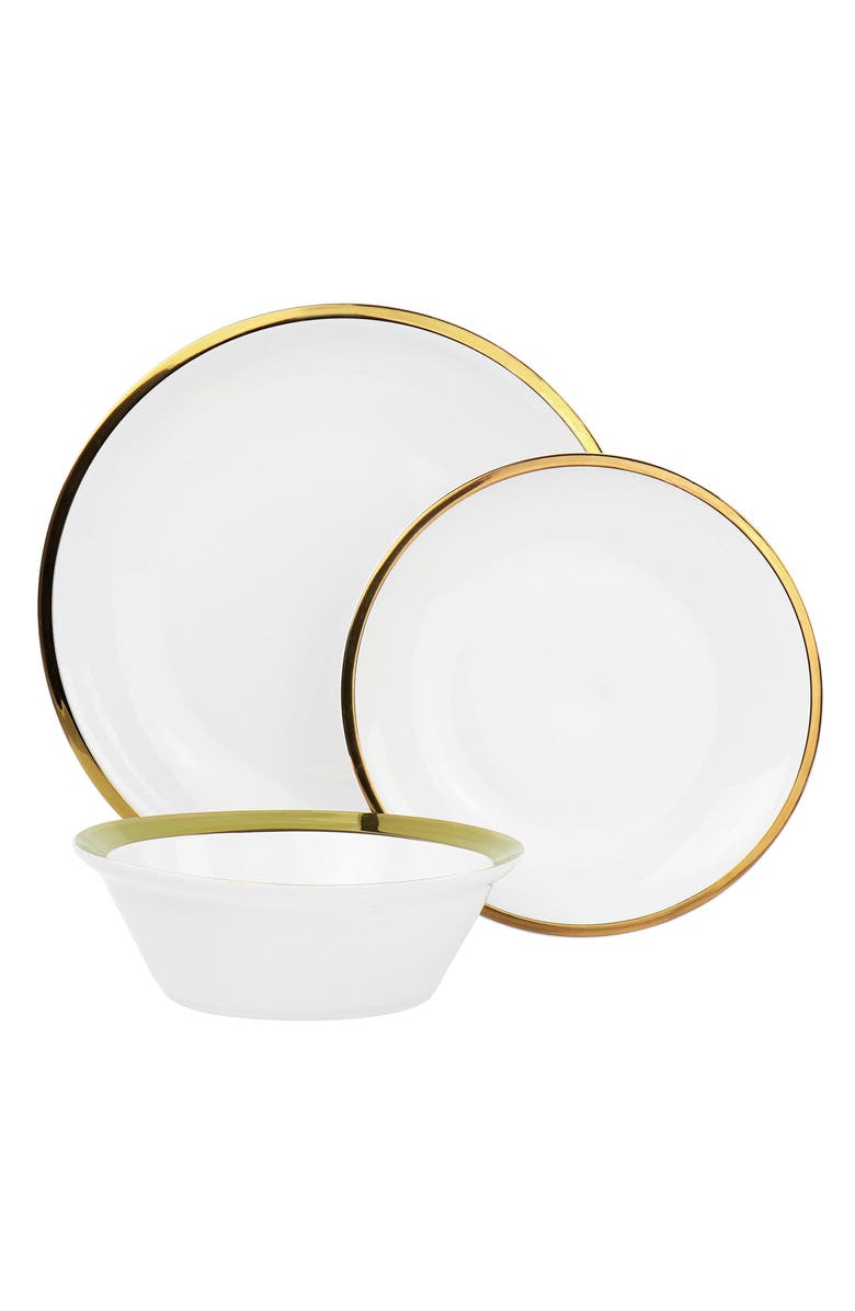 Gibson Home Premier Gold Fine Ceramic 12 Piece Dinnerware Set, Alternate, color, White
