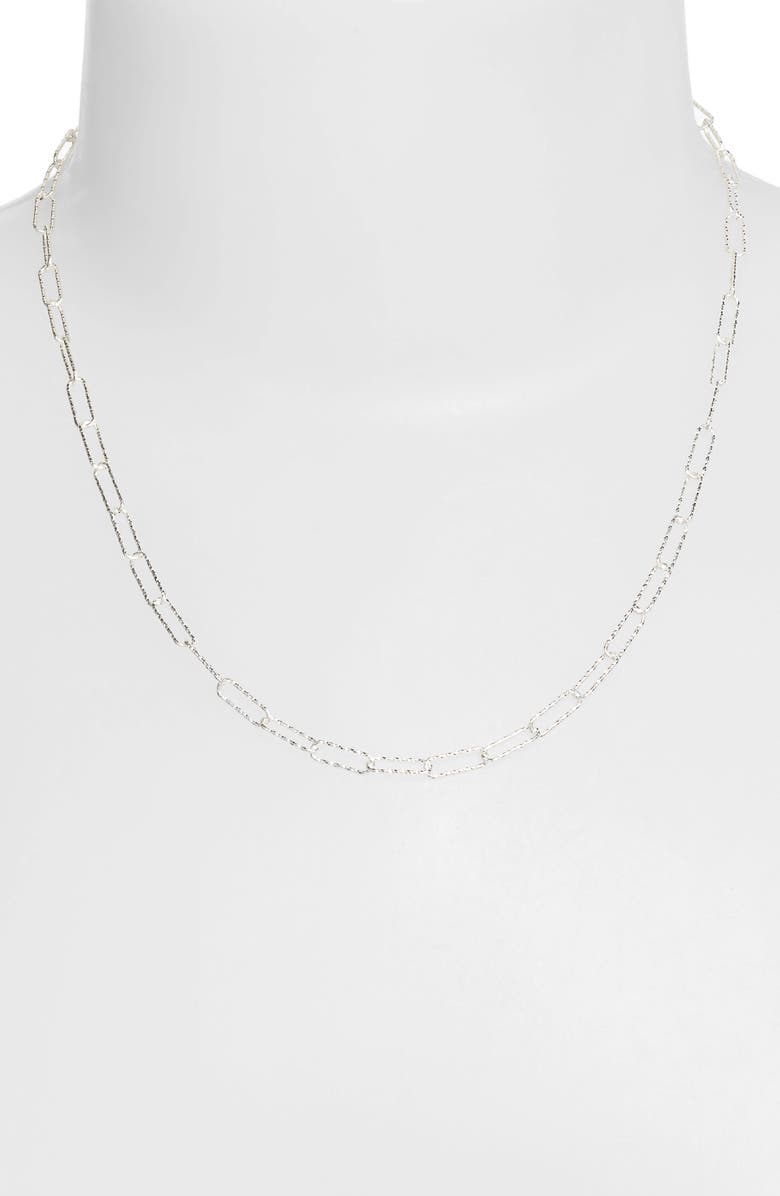 Monica Vinader Alta Textured Chain Link Necklace, Alternate, color, Silver