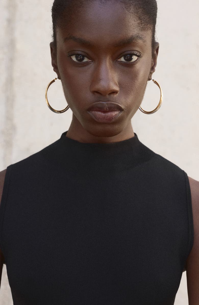 MANGO Sleeveless A-Line Dress, Alternate, color, Black