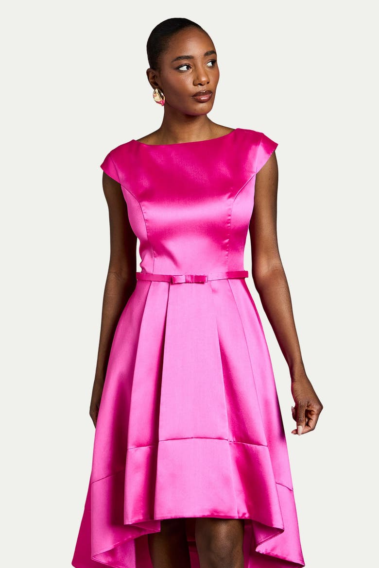 Twill Hi-lo Midi Dress, Alternate, color, Magenta