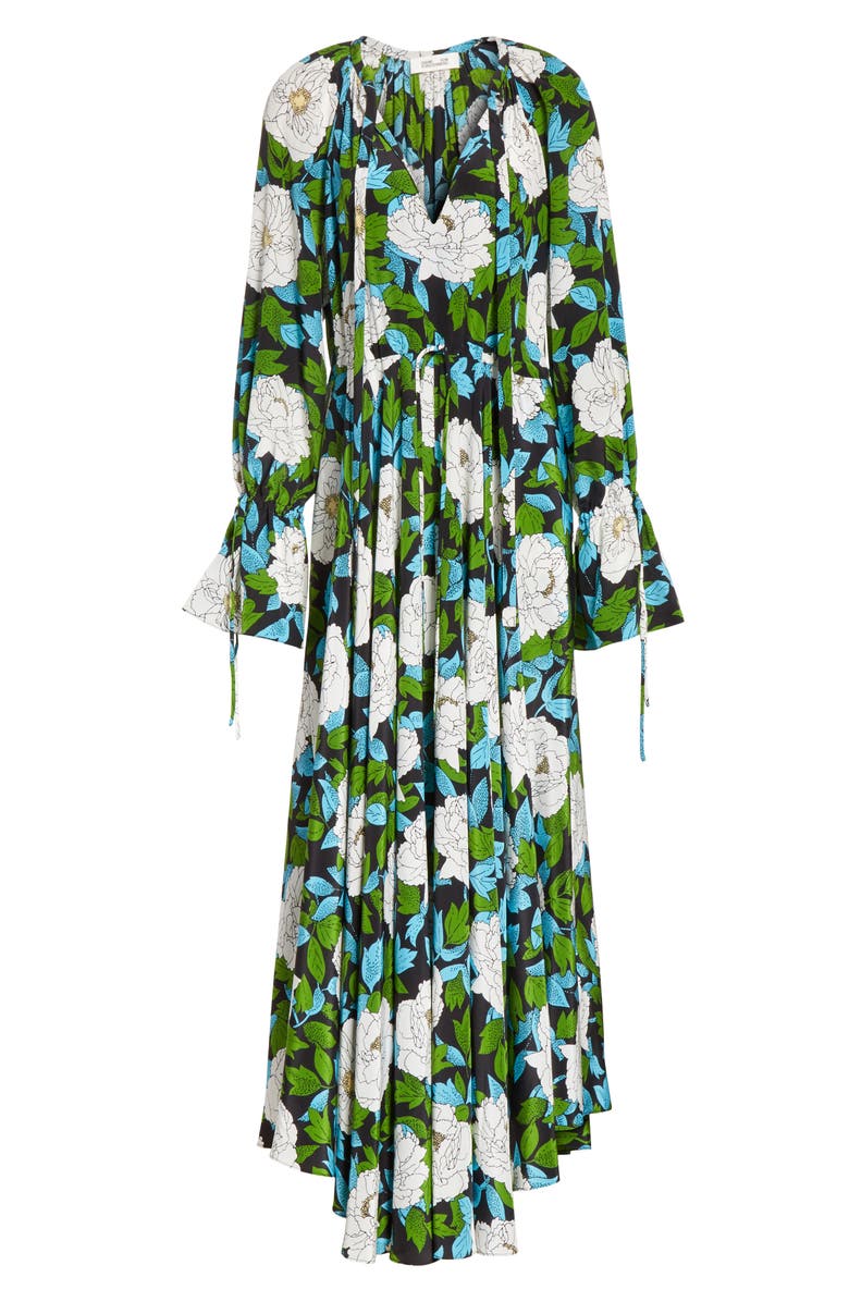 DVF Diane von Furstenberg Floral Silk Maxi Dress, Alternate, color, 