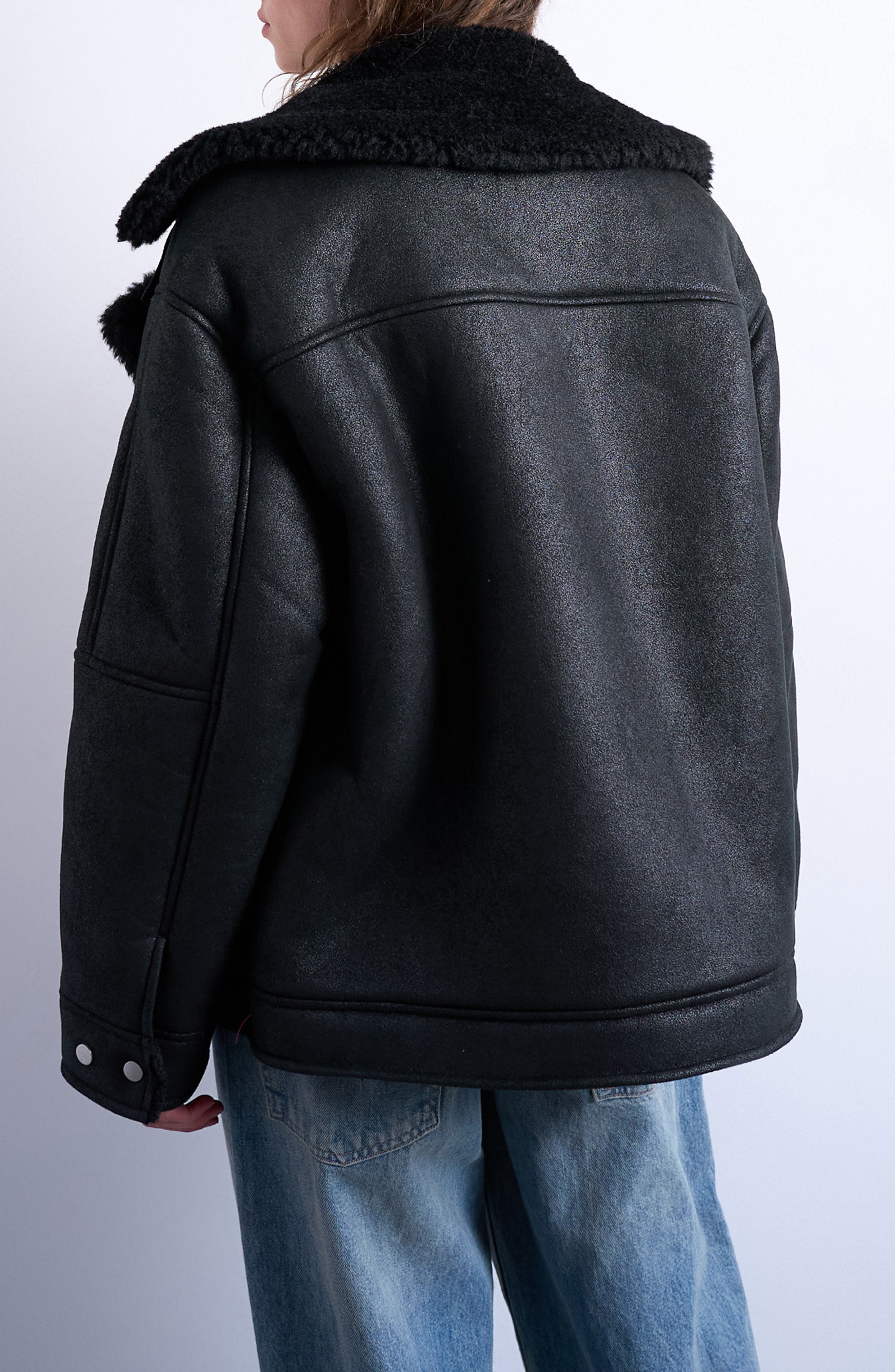 Faux Shearling Oversize Aviator Jacket - image 2