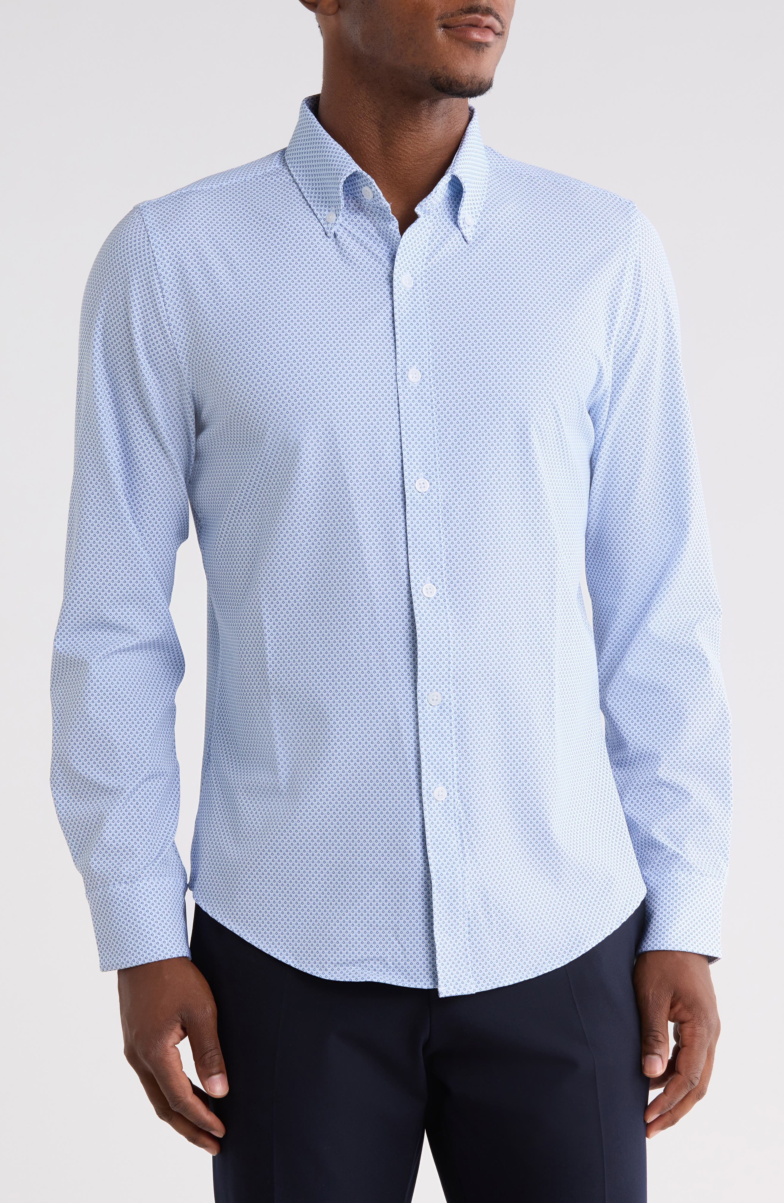 Geo Tech Long Sleeve Button-Down Shirt