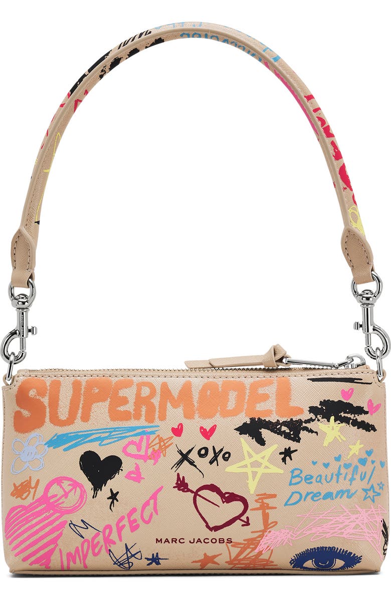 Marc Jacobs The Punk Scribble Snapshot Convertible Shoulder Bag, Alternate, color, Beige Multi