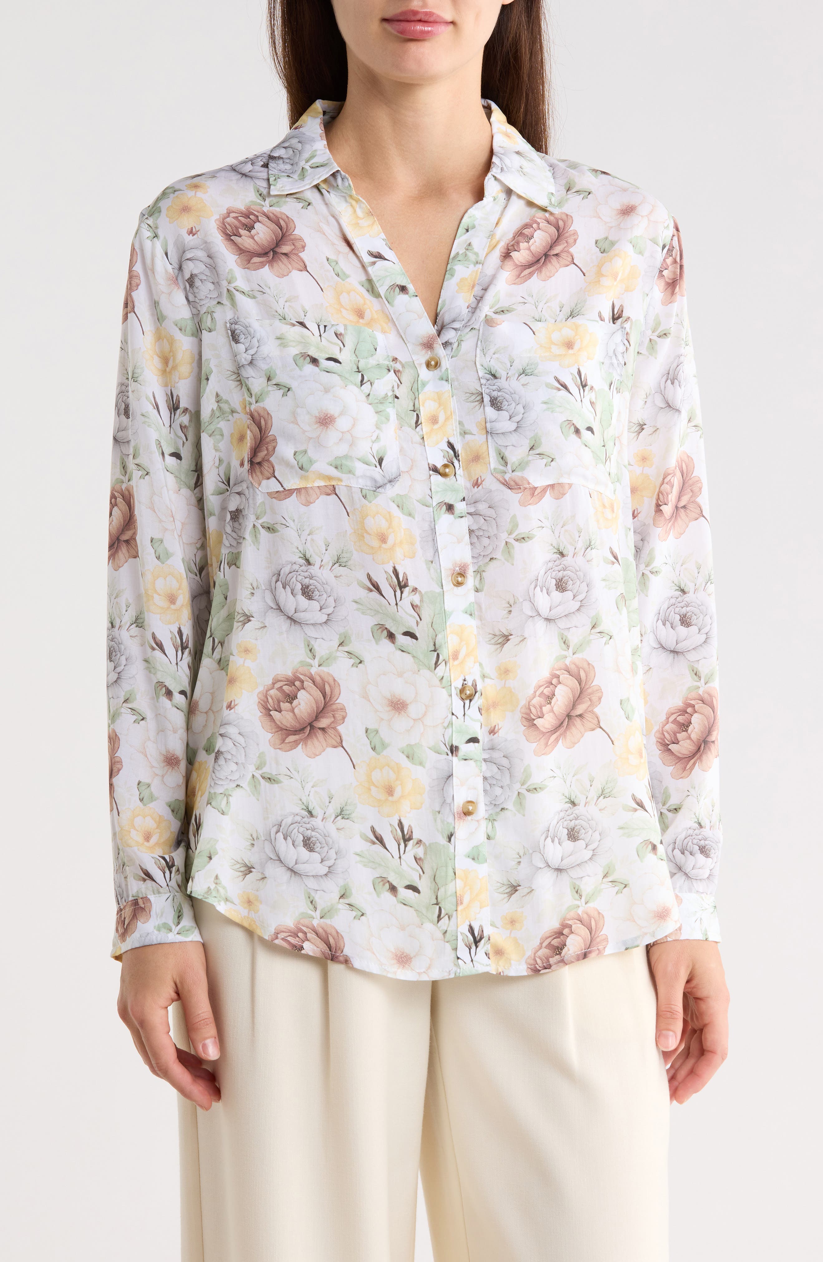 ELIE ELIE TAHARI Floral Button-Down Shirt