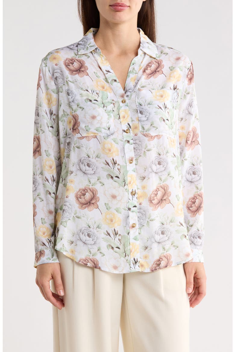 Floral Button-Down Shirt, Main, color, PASTEL FLOWERS