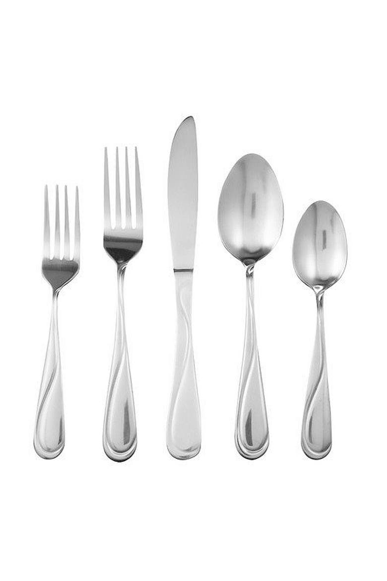 Trillium Plus 24 Piece Stainless Steel Flatware Set with 4 Steak Knives, Alternate, color, Silver