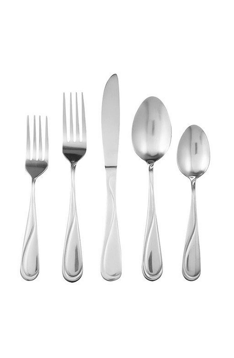Gibson Home Trillium Plus 24 Piece Stainless Steel Flatware Set with 4 Steak Knives, Alternate, color, Silver