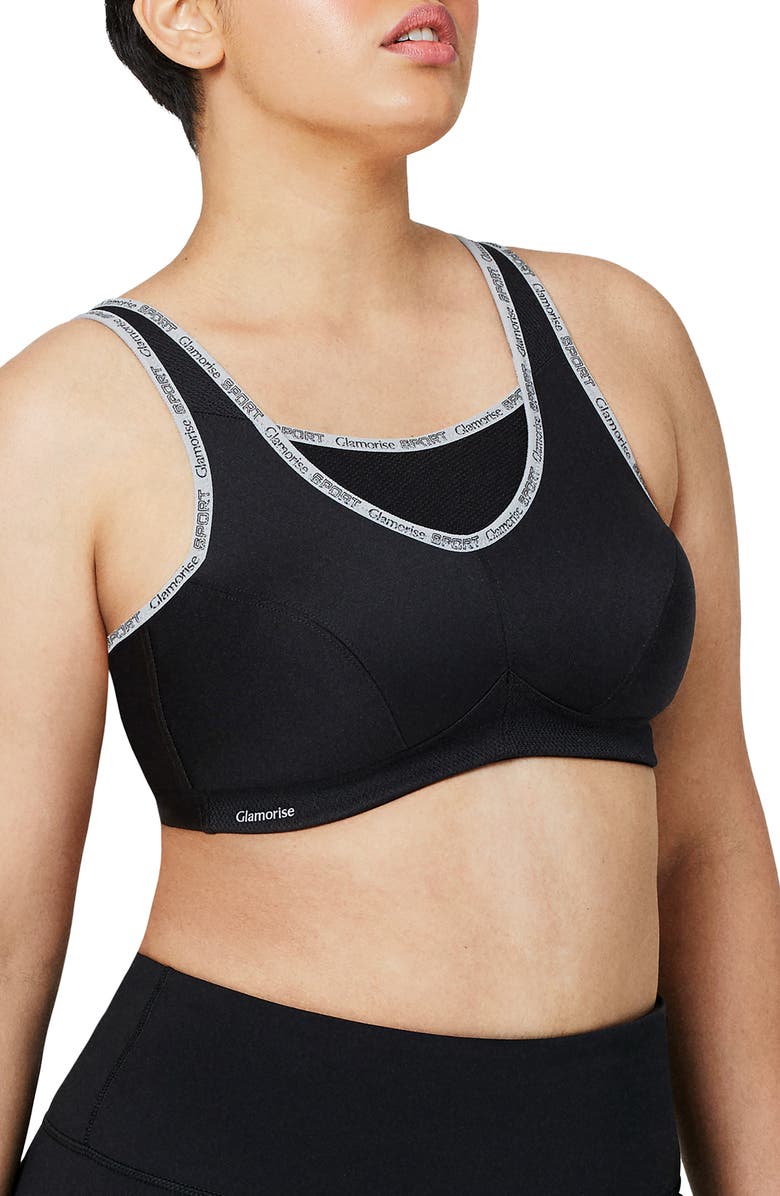 Glamorise No-Bounce Camisole Sports Bra, Alternate, color, Black
