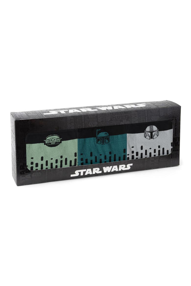 x Disney Mandalorian Assorted 3-Pack Cotton Blend Dress Socks & Lapel Pin Gift Box Set, Alternate, color, BLACK